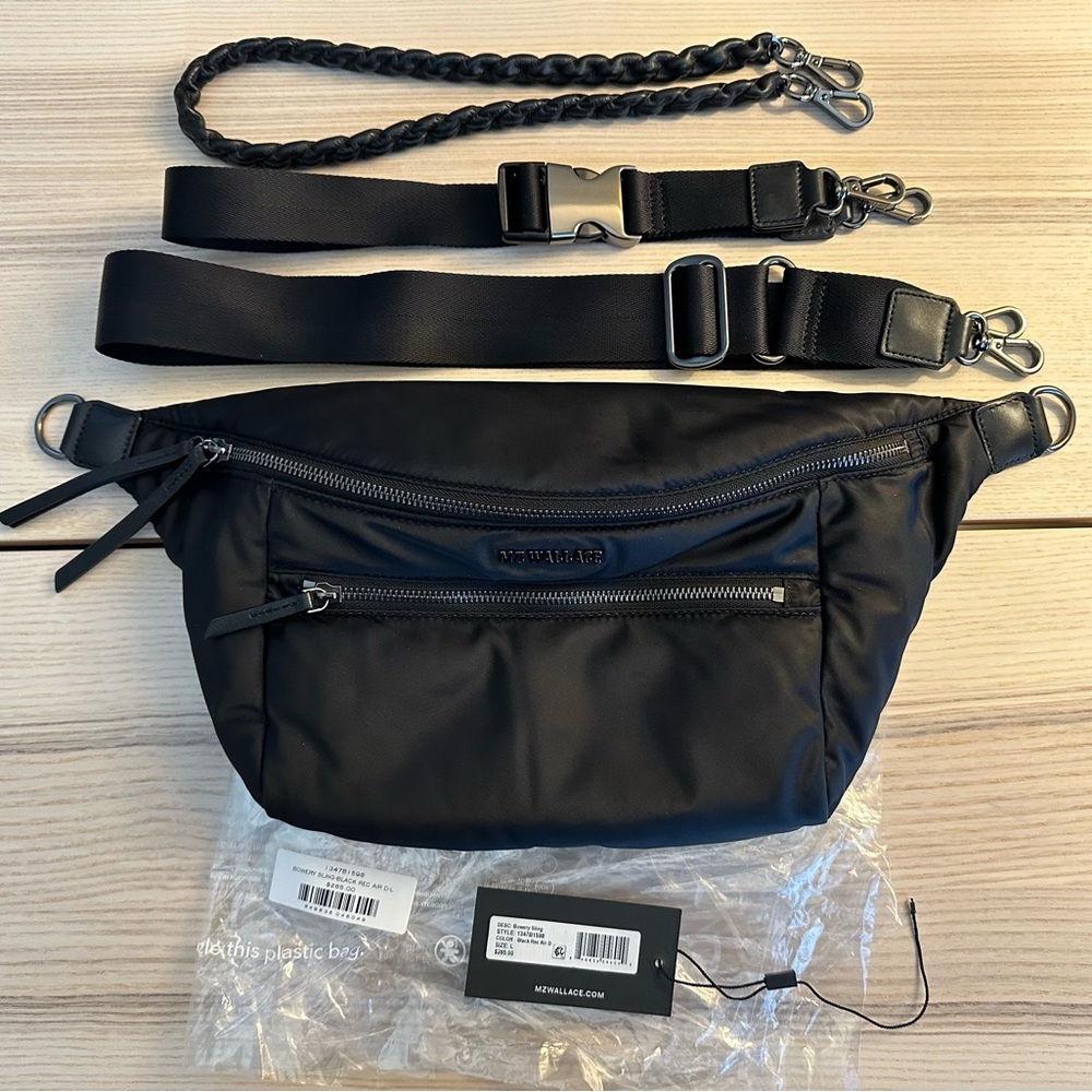 EUC MZ Wallace Black Bowery Nylon Sling Bag